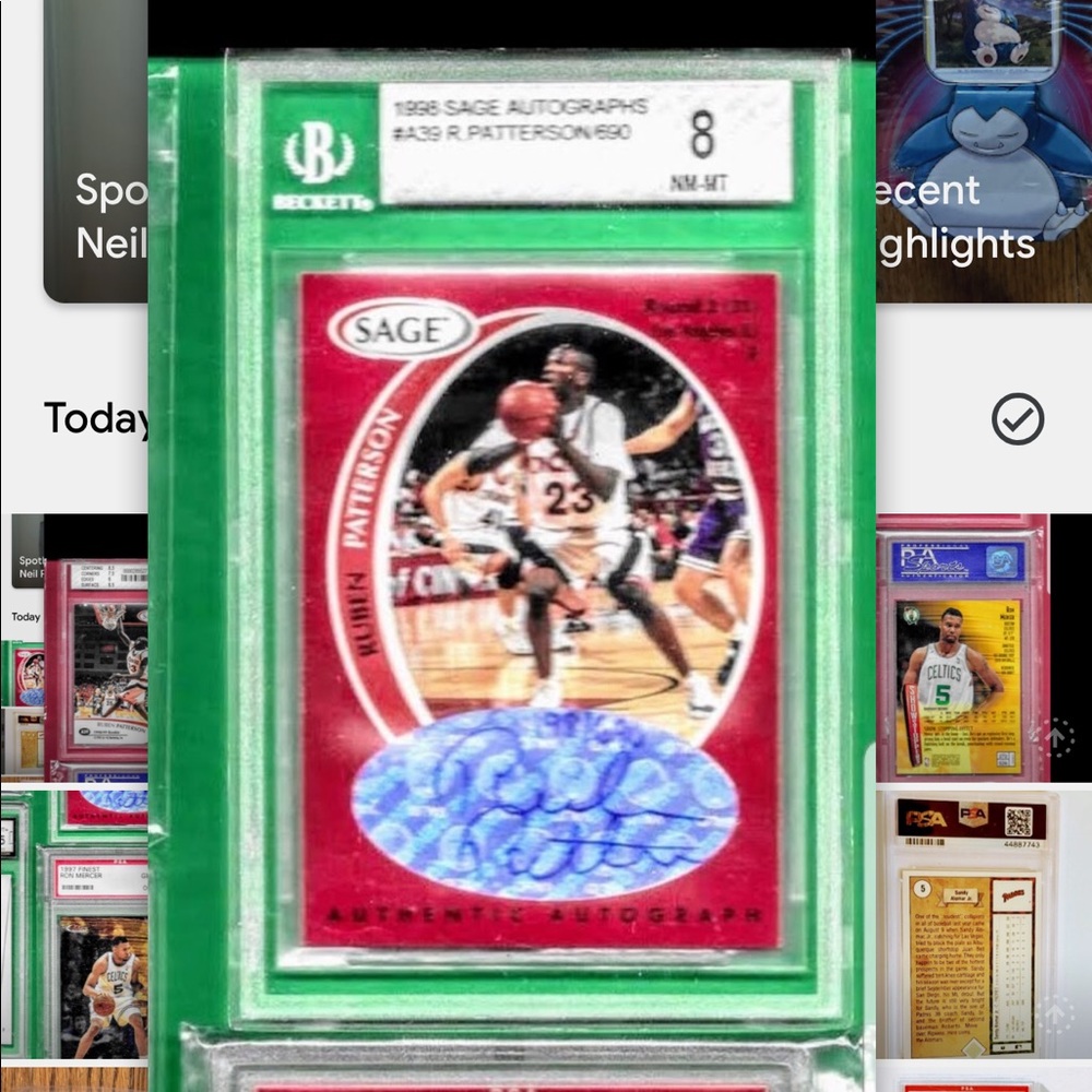 1998 Sage Auto Ruben Patterson RC #A39 Beckett 8
